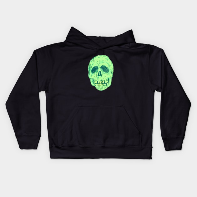 Silver Shamrock Skull (Neon Green) Kids Hoodie by attackofthegiantants
